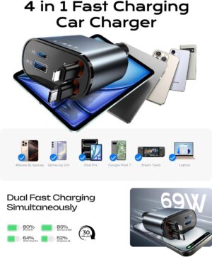 Retractable Car Charger 4 in 1 - Image 2