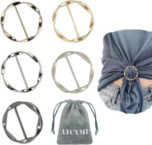 5PCS Silk Scarf Ring Clip T-shirt